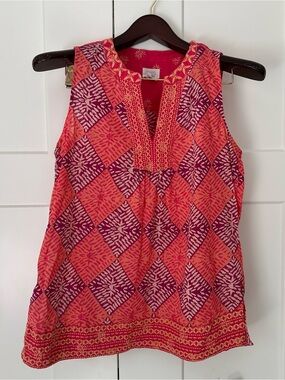 Sigrid Olsen Coral and Fuchsia Sleeveless Tunic Tank